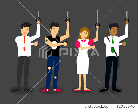 Diverse people looking at smartphones. 31033540