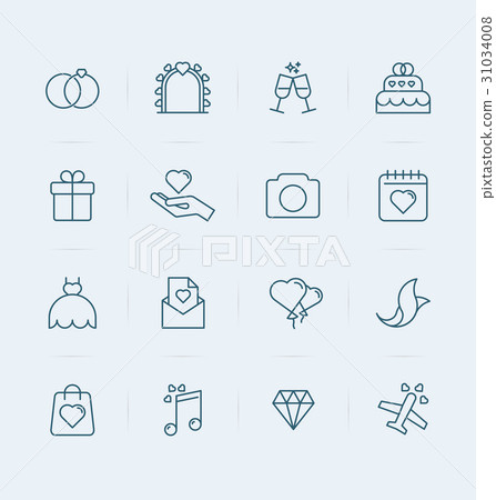 Set of wedding icons in thin line style Set of wedding icons in thin line style 31034008