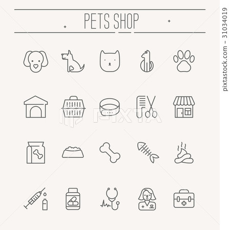 Set of icons for vet clinic, pet shop 31034019