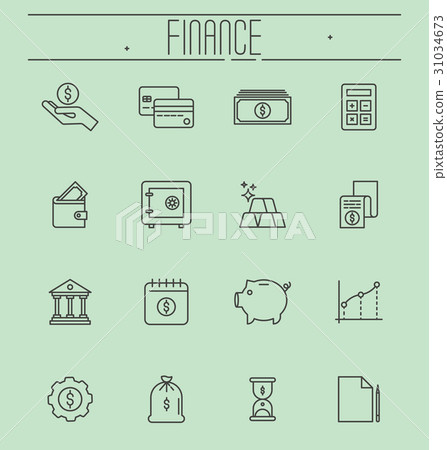 Set of thin line icons - money, finance - Stock Illustration [31034673 ...