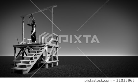 Lady of justice on gallows 3d rendering Lady of justice on gallows 3d rendering 31035965