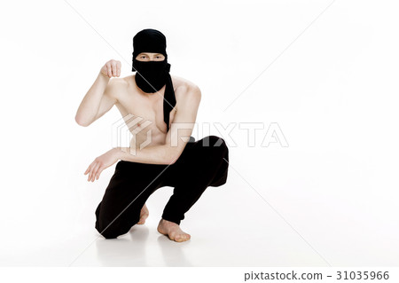 Ninja on white background. Male fighter in black Ninja on white background. Male fighter in black 31035966