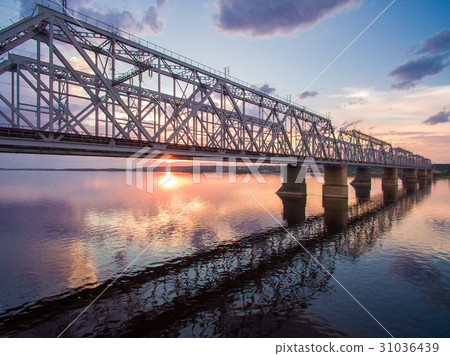 beautiful aerial view of the railway bridge across 31036439