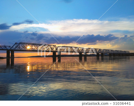 beautiful aerial view of the railway bridge across beautiful aerial view of the railway bridge across 31036441