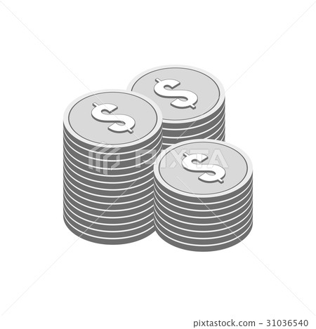 Stacks of Silver Coins symbol. 31036540