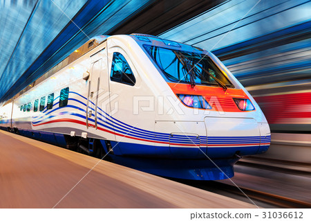 Modern high speed train with motion blur Modern high speed train with motion blur 31036612