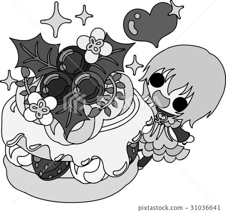 Christmas and girls' cute illustration - Christmas cake - Christmas and girls' cute illustration - Christmas cake - 31036641