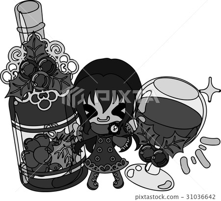 Christmas and girls' cute illustrations - celebration wines - Christmas and girls' cute illustrations - celebration wines - 31036642