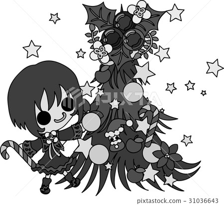 Christmas and girls' pretty illustration - Christmas tree - 31036643