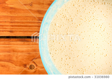 American pancakes mixture compound over flat lay 31036980