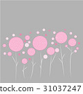 vector pink white round flower pattern on grey 31037247