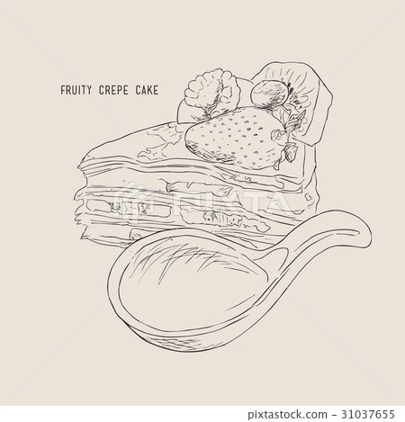 fruitty crepe cake , sketch vector. fruitty crepe cake , sketch vector. 31037655