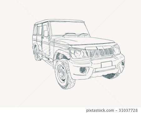adventure off road car sketch vector. 31037728