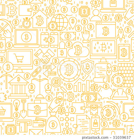 Line Bitcoin White Seamless Pattern 31039637