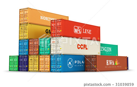 Group of 40 ft freight cargo containers 31039859