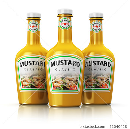 Set of bottles with yellow mustard 31040428