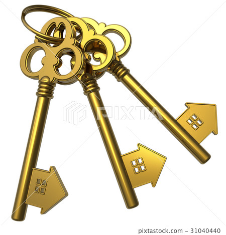 Bunch of golden house-shape keys Bunch of golden house-shape keys 31040440