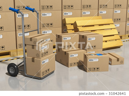 Storage warehouse with packaged goods 31042641