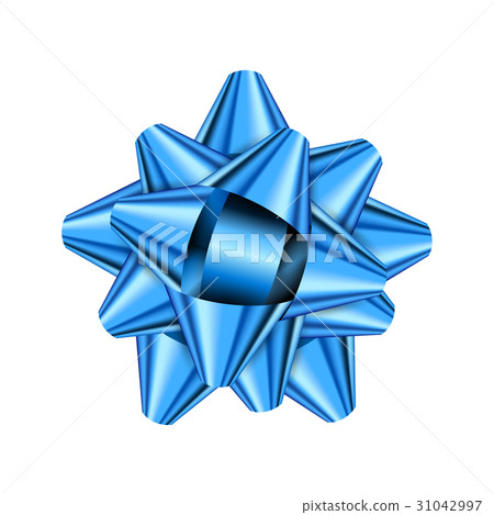 Blue holiday bow on white background 31042997