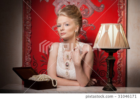 Sensual Woman in victorian dress and interior 31046171