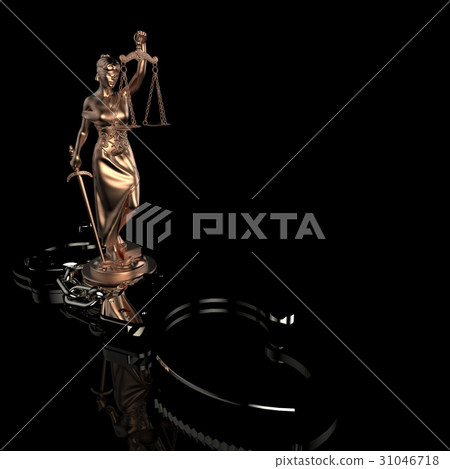 Lady of Justice statue and handcuffs 3d rendering 31046718