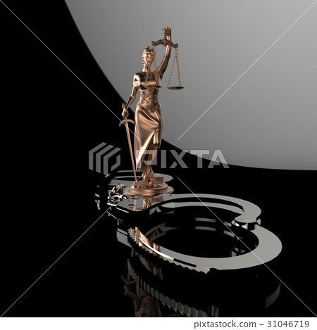 Lady of Justice statue and handcuffs 3d rendering 31046719