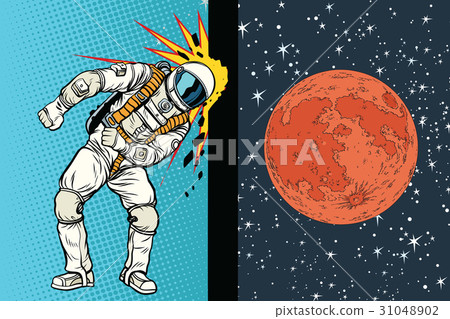 Cosmonaut knocks head on the wall. A dream to be Cosmonaut knocks head on the wall. A dream to be 31048902