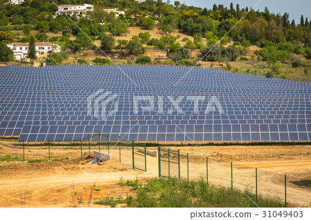 Solar panel produces green, environmentally Solar panel produces green, environmentally 31049403