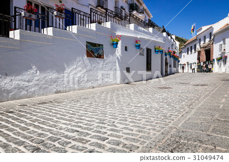 Picturesque street of Mijas with flower pots Picturesque street of Mijas with flower pots 31049474