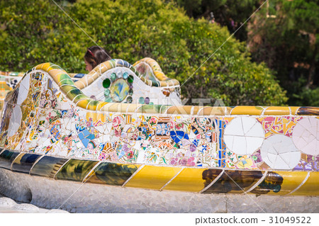 Mosaic Bench in Park Guell Barcelona Mosaic Bench in Park Guell Barcelona 31049522