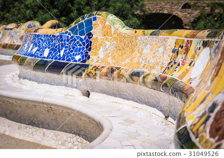 Mosaic Bench in Park Guell Barcelona 31049526