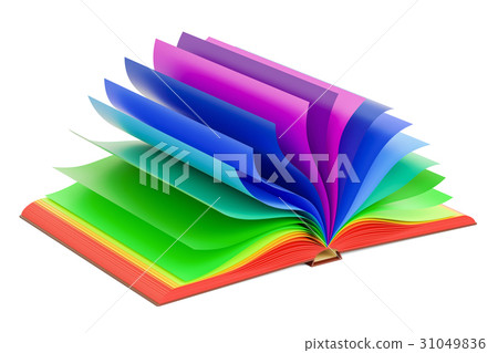 Multicolored opened book, 3D rendering Multicolored opened book, 3D rendering 31049836