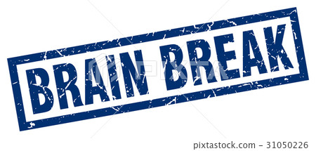 square grunge blue brain break stamp 31050226