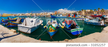 Taditional eyed boats Luzzu in Marsaxlokk, Malta Taditional eyed boats Luzzu in Marsaxlokk, Malta 31052257
