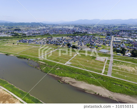 Akita prefecture Daisen city nationwide fireworks display competition venue near the venue Omagari city seen from the sky Akita prefecture Daisen city nationwide fireworks display competition venue near the venue Omagari city seen from the sky 31055031