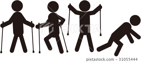 Stock walking falling walking pole pictogram walking stick Stock walking falling walking pole pictogram walking stick 31055444