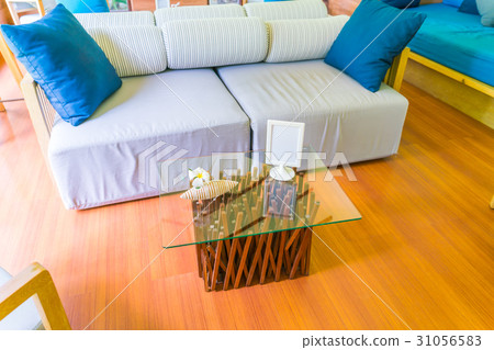 Closeup of modern furniture with pillows . Closeup of modern furniture with pillows . 31056583