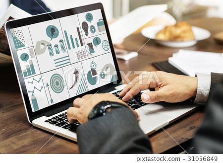 Illustration of financial business chart investment on laptop 31056849