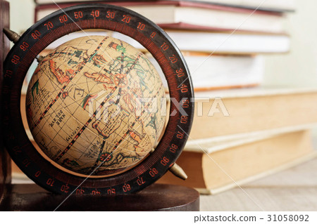 Globe on floor of library. Globe on floor of library. 31058092