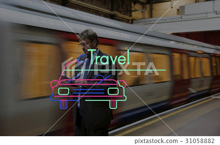 City Life Rush Hour with Car Icon and Word City Life Rush Hour with Car Icon and Word 31058882