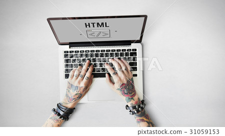 Programmer Coding HTML Script Concept 31059153