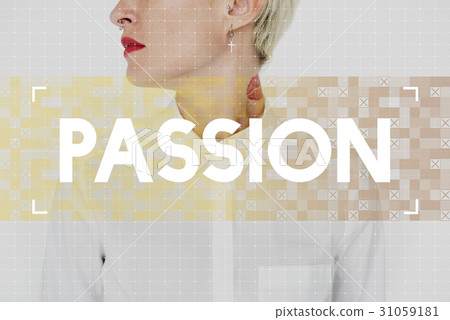 Caucasian woman with passion word for inspiration 31059181