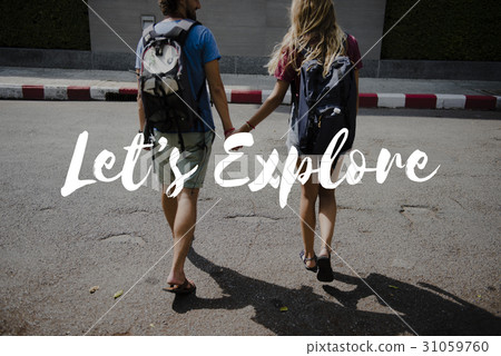 Friends Travel Backpacker Journey with Quote Graphic Friends Travel Backpacker Journey with Quote Graphic 31059760