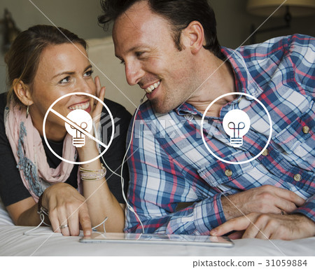 Light Bulb Ideas Choose Button Icon Stamp 31059884