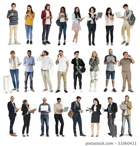 Diverse of People Using Digital Devices Communication Studio Isolated Diverse of People Using Digital Devices Communication Studio Isolated 31060411