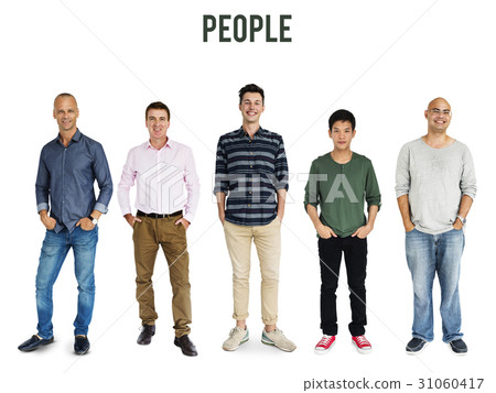 Diversity Adult Men Set Gesture Standing Together Studio Isolated Diversity Adult Men Set Gesture Standing Together Studio Isolated 31060417