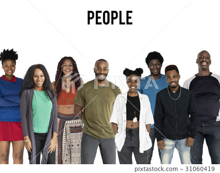 Group of African Descent People Together Set Studio Isolated 31060419