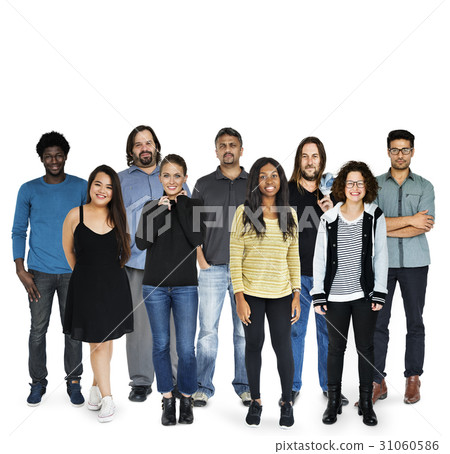 Group of Diversity Black Hair Adult People Together Set Studio Isolated 31060586