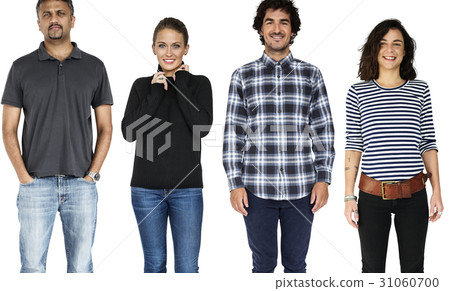 Group of Diversity Black Hair Adult People Together Set Studio Isolated 31060700