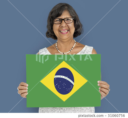 Woman Hands Hold Brazil Flag Patriotism 31060756